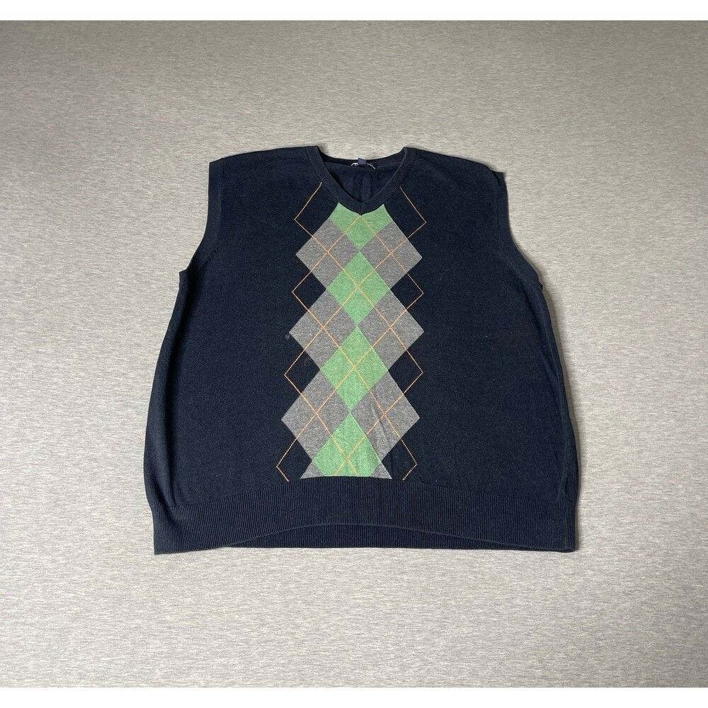 Gap Men’s Cable Knit Patterned Green and Blue V-Neck Sweater Vest